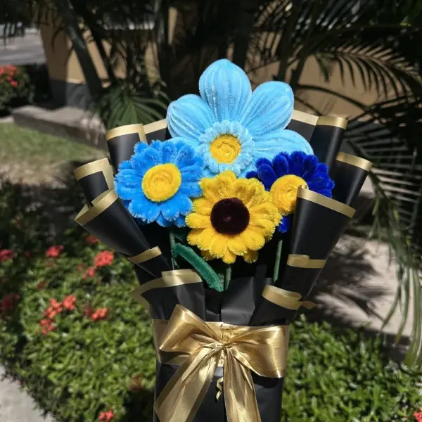 Buquê de Girassóis azul e amarelo, foto 1